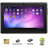 Alldaymall&reg; 7 Inch Android 4.4 KitKat Tablet PC MID with Capacitive Touchscreen (512MB + 8G, Dual Core CPU, 1.5GHz, Wi-Fi, Bluetooth, Dual Camera) Black