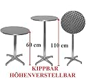 ALU / Bartisch / Stehtisch / Bistrotisch Wetterfest h&ouml;henverstellbar