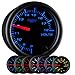 GlowShift Black 7 Color Volt Voltmeter Gauge - Voltage Range 8-18 Volts - Black Dial - Clear Lens - 2-1/16