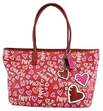 Coach Limited Edition Graffiti Hearts Coated Canvas Shopper Bag Tote Red Mutli