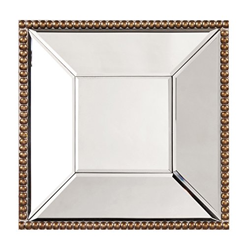 Howard Elliott Lydia Square Hanging Wall Accent Mirror, Unique Design Elegant Home Decor Accessories, 12 x 12 Inch, Antique Gold