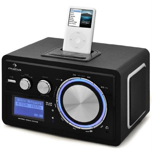 WLAN Internet Radio Auna Musio Netzwerkplayer (iPod Dock, UKW-Radiowecker, 12500+ Radiostationen)