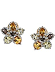 14k Yellow Gold 0.66 Ctw Multicolor Stone Star Earrings
