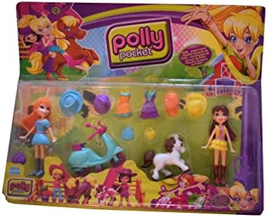 Polly Pocket Style 14 Piece Western Ranch Two Dolls Set, Toy147