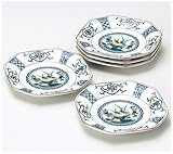 青風窯 染付宝紋花鳥 取皿揃 【和皿・洋皿 九谷焼】