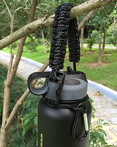 Hydro Flask Handle - Paracord Survival Strap with Security Ring for Wide Mouth Water Bottles Carrier