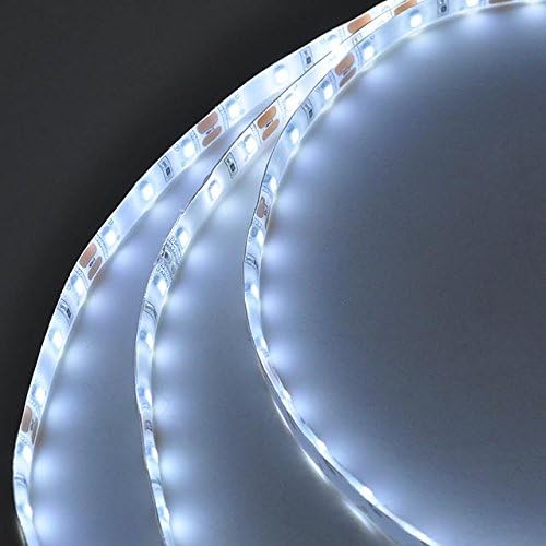LEDwholesalersUL IP65 Water-Resistant Silicone Gel 16.4-Feet Flexible LED Strip with 300xSMD2835 12-Volt 24 Watts, White, 20155WH