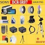 Sony DCR-SR87 80GB Handycam Camcorder + HUGE ACCESSORIES PACKAGE INCLUDING WIDE ANGLE MACRO LENS + 2X TELEPHOTO + 3 PC FILTER KIT + 1GB PRO DUO MEMORY CARD + 2x EXTENDED LIFE BATTERIES + CARRYING CASE + TRIPOD & MUCH MORE !!