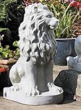 Large Left Facing Lion Garden Sculpture / Ornament - White Stone
