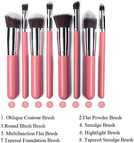 Annengjin®8pcs Professional Makeup Brushes Brush Cosmetic Set Make up Brushes Eyeshadow Eyebrow Shadow Powder Cosmetics Tools Kit(8pcs Pink+ Silver)