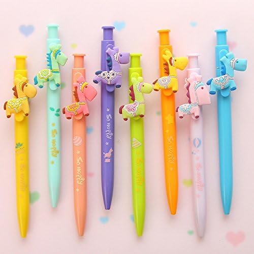 Set of8 Cute Novelty Kawaii Cartoon Animals Horse 05mm Fine Point Black Ink Gel Ink Rollerball Pens For Kids School Students Office Home
