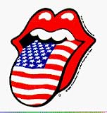 Rolling Stones - USA Flag Tongue on White Square - 2 3/4" Square Sticker