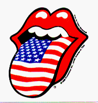 Rolling Stones - USA Flag Tongue on White Square - 2 3/4" Square Sticker