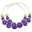 Goldtone Rhinestone Purple Mesh Hoop Earrings Fashion Jewelry