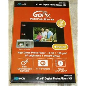 GoPix Digital Photo Album Kit 4 x 6 Album 30 High Gloss Photo Sheets Inkjet