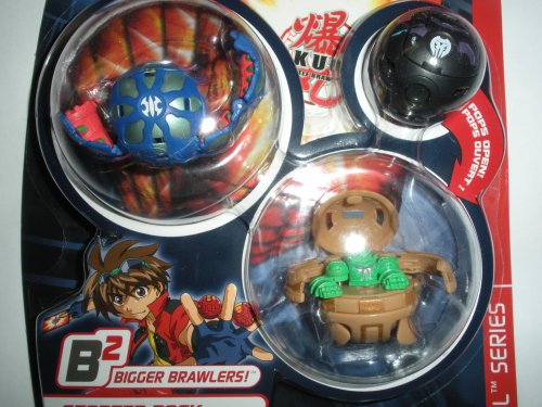 Bakugan Battle Brawlers Bakupearl B2 Series Starter Pack (Blue)Wormquake (Tan) Gorem (Black)Mystery Marble