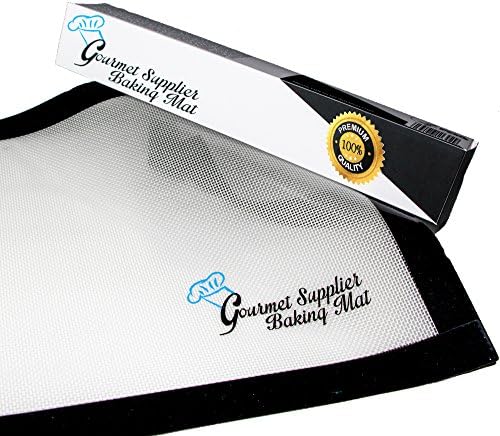 Silicone Baking Mat - Sheet Oven Tool Liner - Bakeware Professional Material Nonstick Rimmed Cookies Utensils Silicon Supplies 2 Pieces Set - Black Frame 0.75 mm thickness 16.5"x11.5" Easy Clean Use - Protect Your Investment -Best Life Guarantee