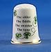 Porcelain China Collectable Thimble - Irish Sayings - The Older the Fiddle the Sweeter the Tune - Free Gift Box