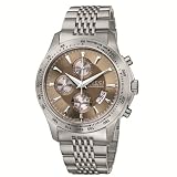 Gucci Men`s YA126213 G Timeless Chronograph Brown Dial Steel Bracelet Watch