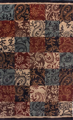 NuLoom moderna Paisley Patch 5 Foot x 8 Foot Wool Area Rug, Multi