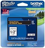 Brother TZe334 - Laminated adhesive tape - gold on black - Roll (0.47 in x  ....