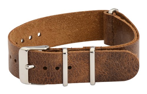 18mm Premium Nato Ss Leather Worn Light Brown Interchangeable Watch Strap Band