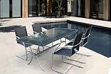 7pc Stainless Steel Modern Contemporary Nola Outdoor Dining Table Set