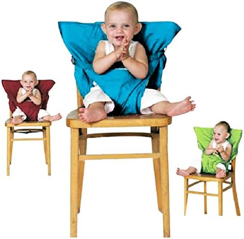 Portable Travel High Chair Booster Baby Seat with straps Washable Packable Sack (Multi Color)