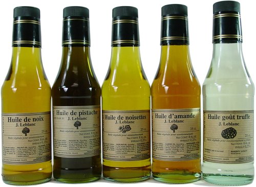 Jean LeBlanc Nut oils economy set: 5 bottles, almond,walnut pistachio, truffle and almond... by J. LeBlanc
