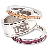 University of Southern California Logo Crystal Stacked Ring Set (Size 6)