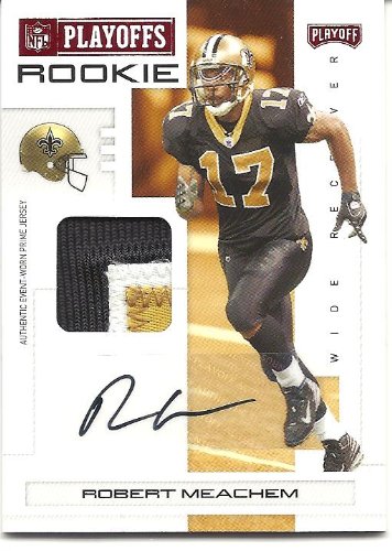 Robert Meachem 2007 Playoff NFL Playoffs Material Signatures Red Prime Autograph Rookie Patch Card #127 026/50 New Orleans Saints