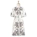 Embroidered White And Silver Print Babycord Long Topper (Petite, Tall & Misses Sizes XS-3X)