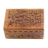 Wooden Storage Box - Carved Flowers and Vines - 4x 6