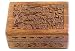 Wooden Storage Box - Carved Flowers & Vines - 4"x 6"