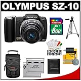 Olympus SZ-10 3D 14 MP Digital Camera (Black) with 8GB Card + (2) Batteries ....