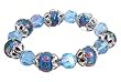 Bracelet - B218 - Fire Polished Glass and Lampwork Style Glass Beads - Stretch ~ Light Sapphire (Light Blue)