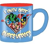 Silver Buffalo Marvel Comics -I Only Date Superheroes- Ceramic Mug, 14 Ounces, Multicolored (MC4132)