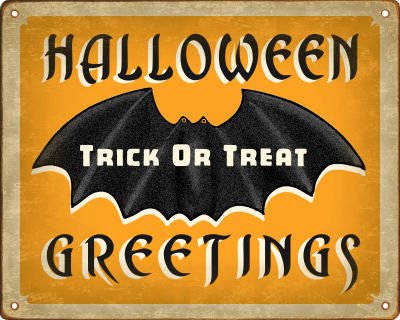 Retro Halloween Bat Sign