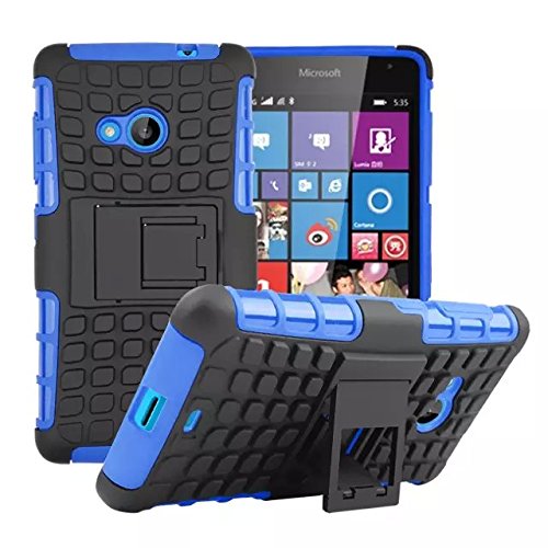 Lumia 535 Case [iCoverCase] Heavy Duty Armor Hybrid [Dual Layer] KIickstand Back Holster Shockproof Cover Protecive Case for Microsoft Nokia Lumia 535 (Blue)