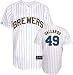 Yovani Gallardo Jersey: Adult 2010 Majestic Alternate Pinstripe Replica #49 Milwaukee Brewers Jersey - Small