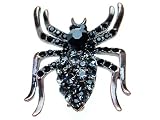 Jet Black Crystal Rhinestone Creepy Scary Spider Insect Bug Pin Costume Brooch
