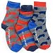 Mixter Max Boys Three Piece Red/Blue Trucks and Stripes Mismatched Anklet Socks