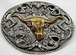 Steer Head Diamondcut Pewter/Brass Buckle
