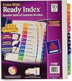 Avery Extrawide Ready Index Dividers, Laser/Ink Jet, 9.5 x 11 Inches, Assorted, 10 Tabs, 1 Set (11165)