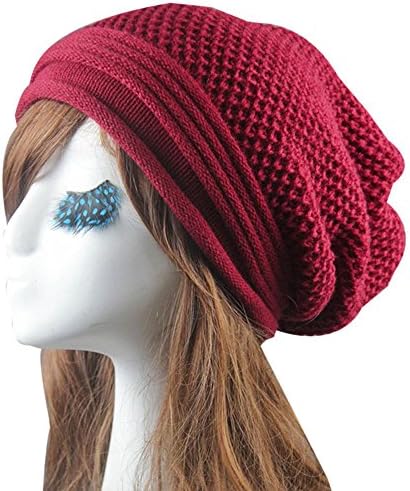 Knitted Hat KIOP Winter Warm Unisex Skull Cap (Red)