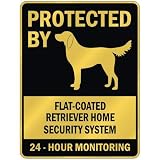 PROTECTED BY  FLAT-COATED RETRIEVER HOME SECURITY SYSTEM  PARKING SIGN DOG