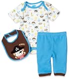 BON BEBE Baby-Boys Newborn Ahoy 3 Piece Pant, Blue/Cream, 3-6 Months