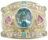 18KT Blue Zircon, Pink Sapphire, Paraiba Tourmaline and Diamond Ring