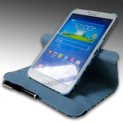 BLUE LEOPARD High Quality PU LEATHER Cover Case with Microfiber Inner for SAMSUNG GALAXY TAB3 8.0" SM-T3100ZWYXAR, T3100, T3110, T310, T311, T315 with Built-in 360° Rotating Stand plus STYLUS!!!