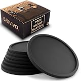 #1 Best Drink Coasters by Barvivo - Danish Design & Quality. Eco-Friendly Coaster Set of 8 - Love it or Return it! Top Grade Silicone Ensure a Great Table Grib. Ideal for any Occasion & Drinks.